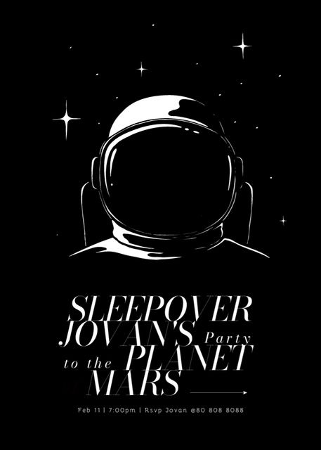 Designvorlage Welcome to Sleepover Party in Mars für Invitation