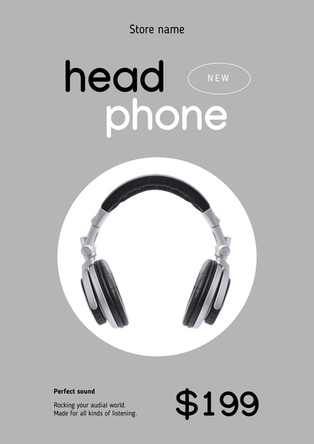 New Headphones Sale Ad Poster Design Template