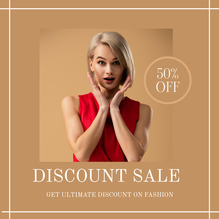 Fashion Collection Sale with Attractive Woman Instagram Design Template