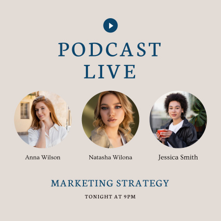 Podcast Annoncement about Marketing Strategy  Podcast Cover – шаблон для дизайна
