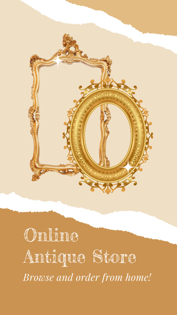 Szablon projektu Golden Ornamental Frames At Online Antique Store Offer Instagram Video Story