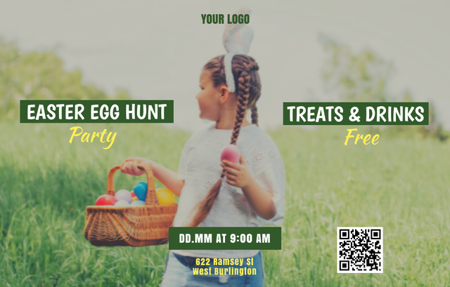 Outdoor Easter Egg Hunt for Families and Kids Invitation 4.6x7.2in Horizontal tervezősablon