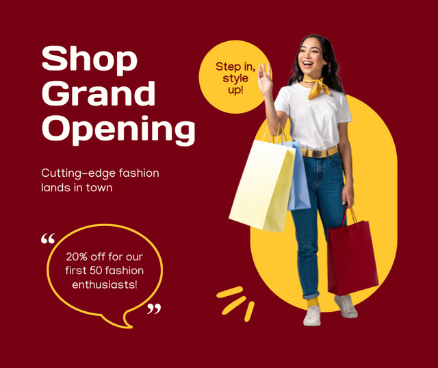 Cutting-edge Fashion Shop Grand Opening With Discounts Facebookデザインテンプレート