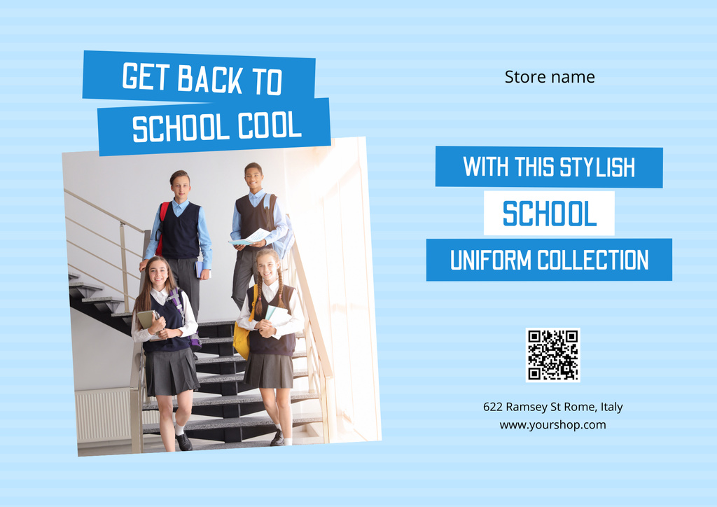 Back to School Special Offer Of Uniform In Blue Poster B2 Horizontalデザインテンプレート