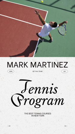 Tennis Program Announcement Instagram Story Modelo de Design