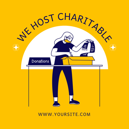 Volunteer Putting Clothes into Donation Box Instagram tervezősablon