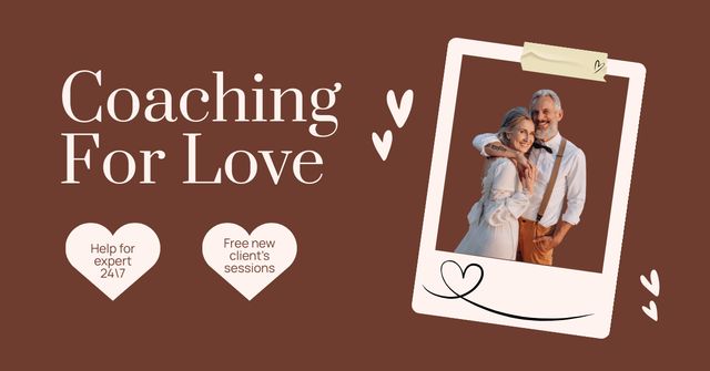 Plantilla de diseño de Offer Free Session with Love Coach for New Clients Facebook AD 