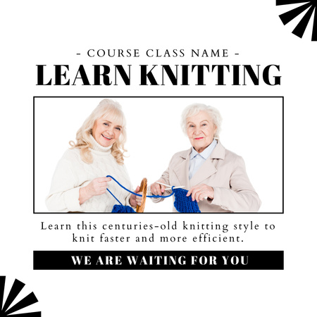 Kurzy pletení pro starší ženy Instagram Šablona návrhu