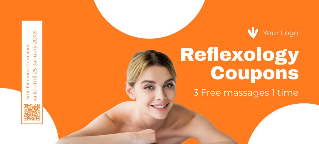 Reflexology Massage Voucher Offer Coupon 3.75x8.25in – шаблон для дизайна