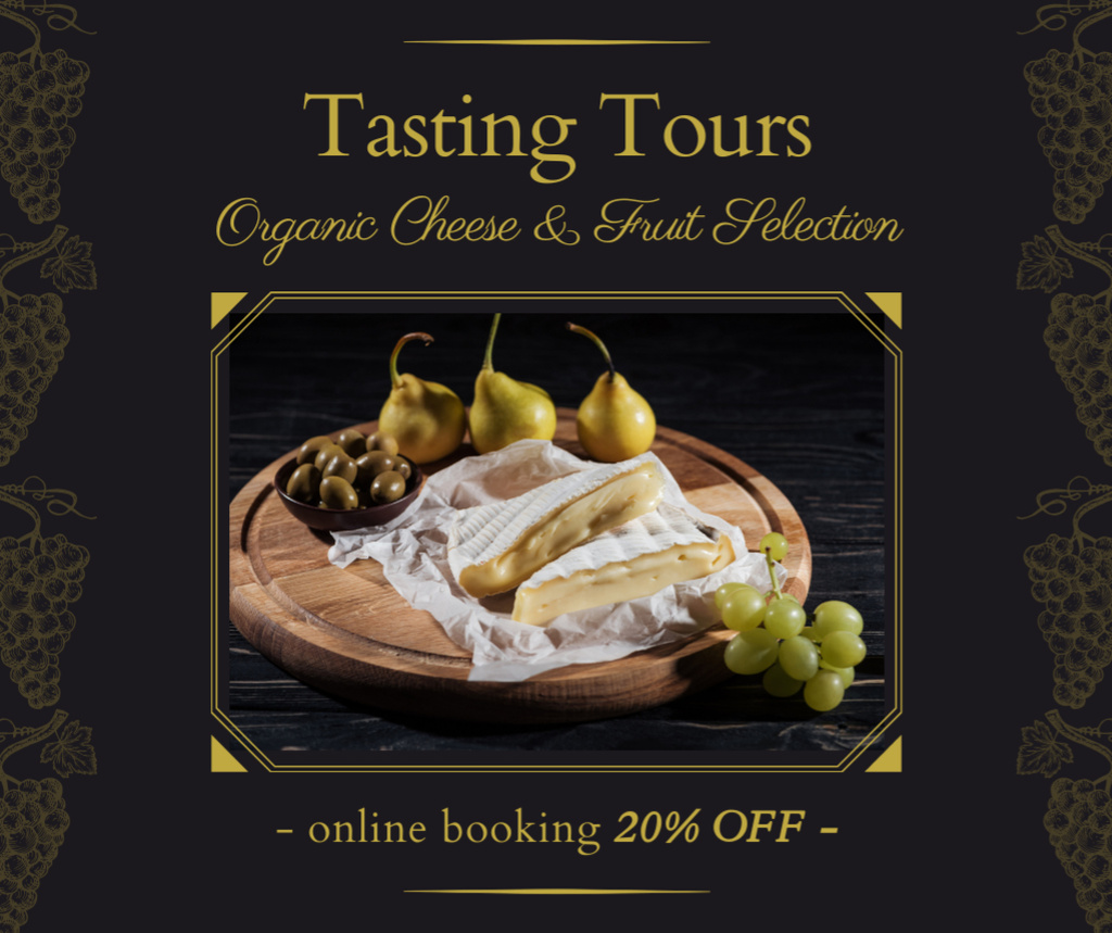 Ontwerpsjabloon van Facebook van Tour with Tasting of Elite Types of Cheeses
