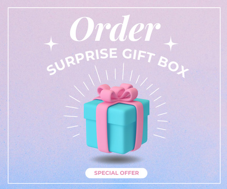 Platilla de diseño Cute Purple Surprise Box Offer Large Rectangle