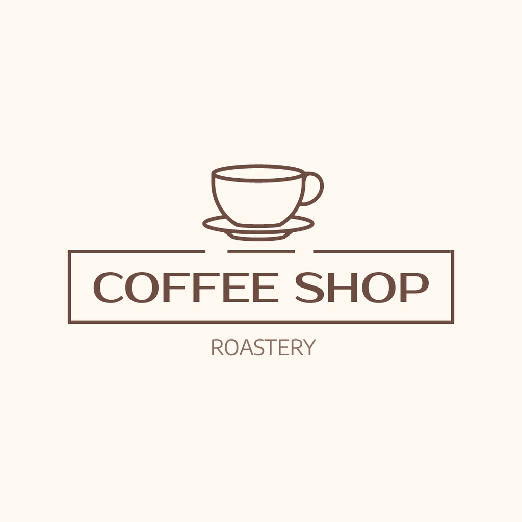 Coffee House Emblem with Cup and Saucer Logo 1080x1080px – шаблон для дизайну