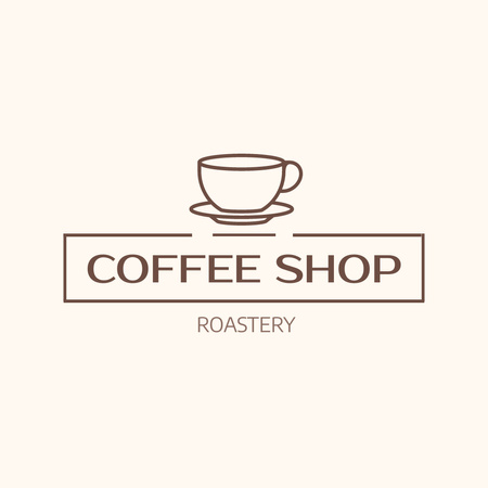 Coffee House Emblem with Cup and Saucer Logo 1080x1080px Design Template