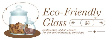 Frascos de vidro ecológico para armazenamento com desconto Facebook cover Modelo de Design