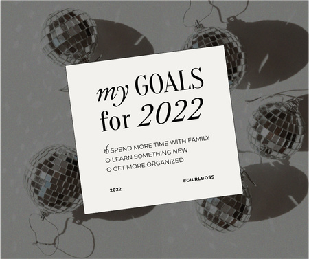 Goals for New Year with Cute Mirror Balls Facebook Design Template