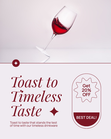Copo de vinho atemporal com oferta de preço reduzido Instagram Post Vertical Modelo de Design