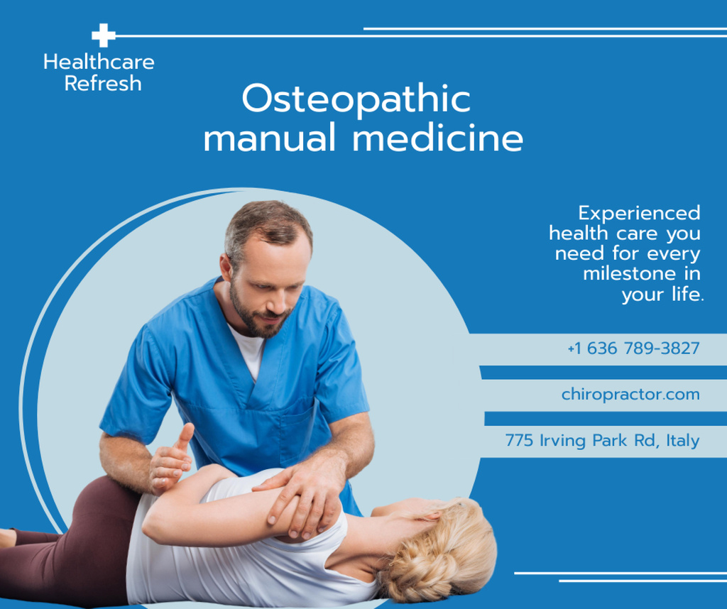 Ontwerpsjabloon van Facebook van Osteopathic Manual Medicine Offer