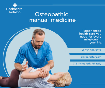пропонуємо остеопатичну мануальну медицину Facebook – шаблон для дизайну