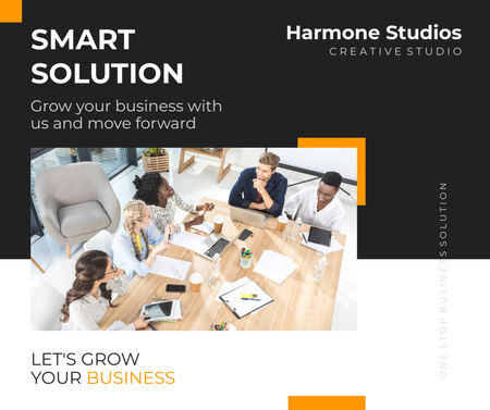 Template di design Proposta di Smart Solutions for Business da parte dei colleghi in riunione Facebook