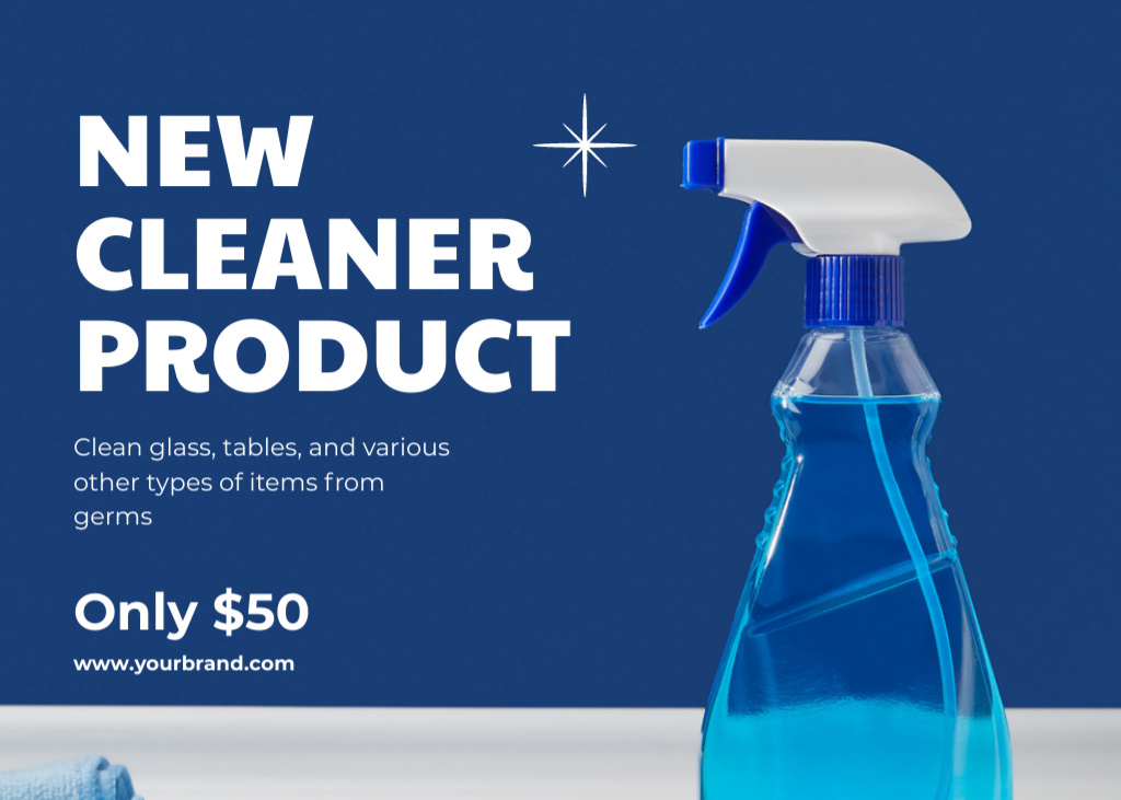 Designvorlage Professional Cleaner Product Promotion with Blue Cleaning Kit für Flyer 5x7in Horizontal