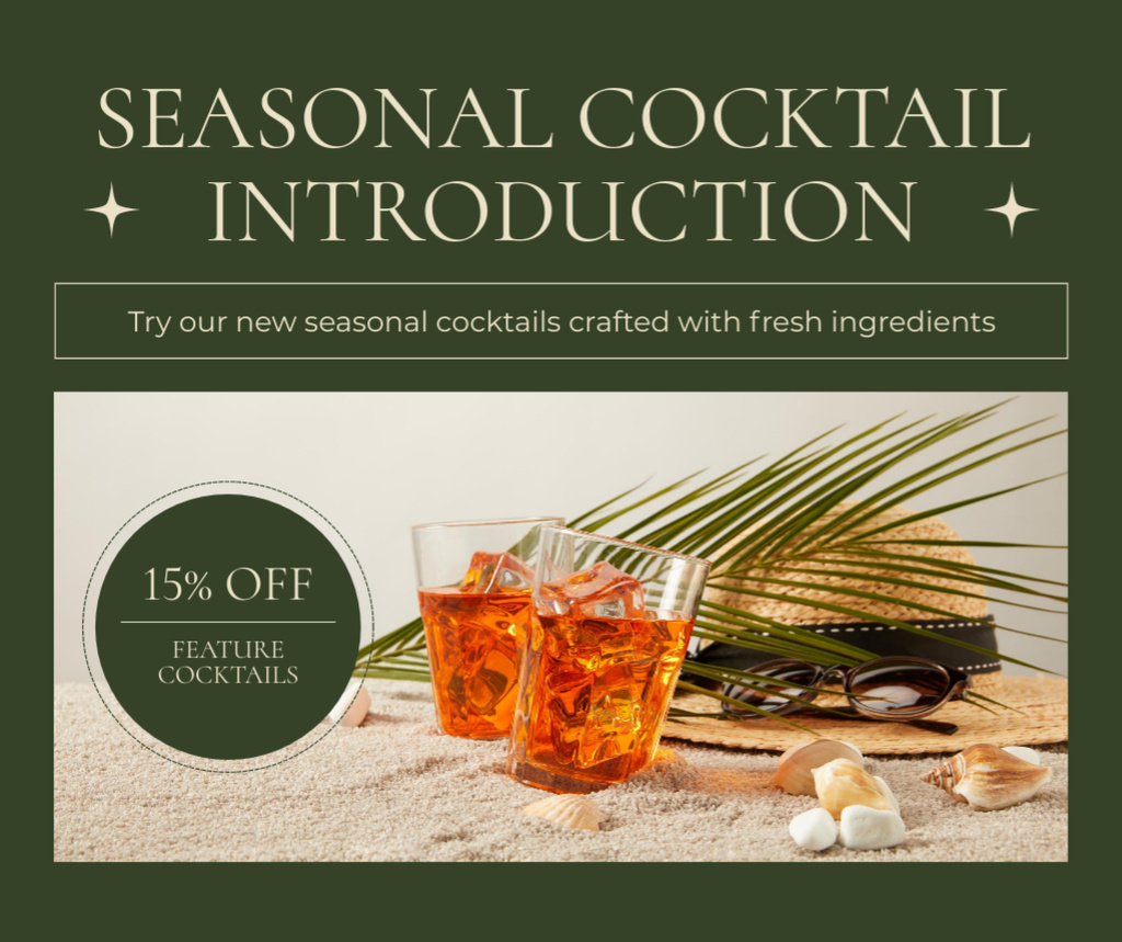Modèle de visuel Discount on Seasonal Beach Cocktails - Facebook