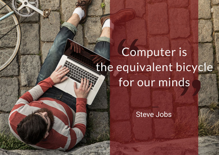 Motivational Quote with Young Man using laptop Postcard Modelo de Design