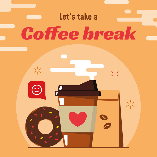 Designvorlage Coffee cup and doughnut für Instagram