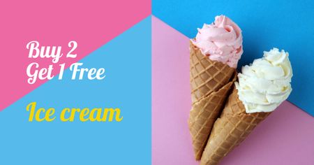 конусы сладкого мороженого Facebook AD – шаблон для дизайна