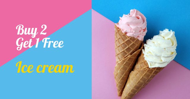Sweet ice cream cones Facebook AD tervezősablon