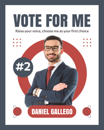 Candidacy of Men with Glasses in Elections Instagram Post Vertical Design Template