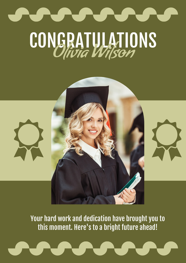 Congratulations on Graduation on Green Poster Tasarım Şablonu