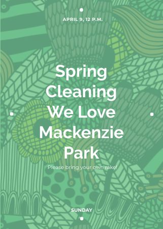 Spring Cleaning Event Invitation Green Floral Texture Flayer Tasarım Şablonu