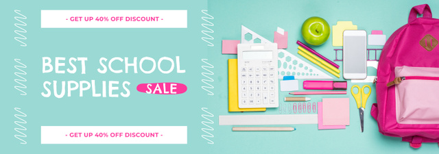 Sale Best School Supplies on Blue Tumblr Design Template