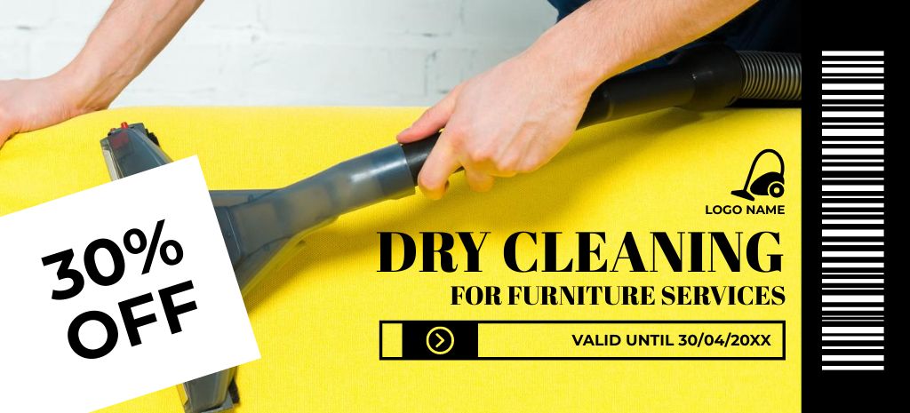 Designvorlage Dry Cleaning Services with Discount Offer für Coupon 3.75x8.25in