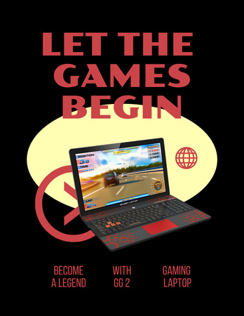 Gaming Laptop Sale Offer Poster 8.5x11in Design Template