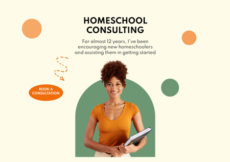 Home Education Ad with Beautiful African American Teacher Flyer A5 Horizontal Πρότυπο σχεδίασης