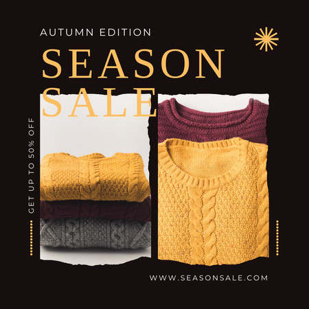 Autumn Season Sale of Clothes with Sweaters Instagram Design Template