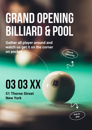 Plantilla de diseño de Anuncio Torneo de Billar y Pool Poster 