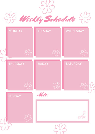 Cute Pink Weekly Schedule Planner Design Template