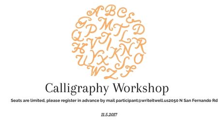 Szablon projektu Calligraphy Workshop Announcement Letters on White Title