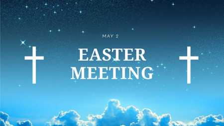 Easter Holiday Event Announcement with Crosses in Heaven FB event cover Design Template