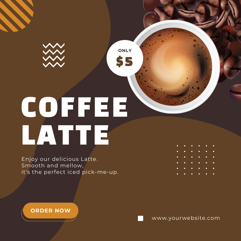Designvorlage Fixed Price For  Latte In Coffee Shop für Instagram
