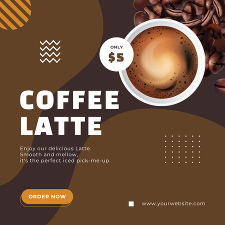 Fixed Price For  Latte In Coffee Shop Instagram Design Template