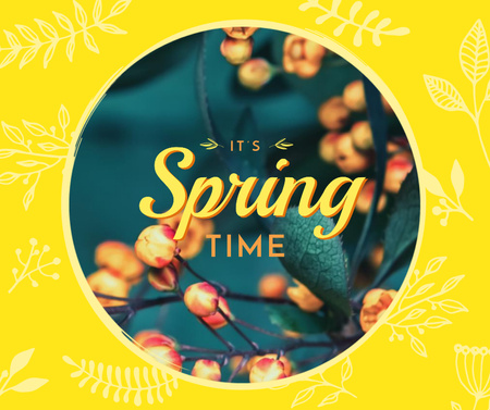 Spring Frame with Cherry Blossom Facebook Design Template