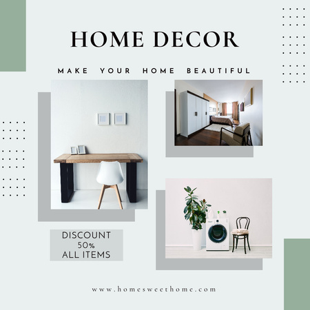 Designvorlage Home Decor Accessories Discount Grey für Instagram AD