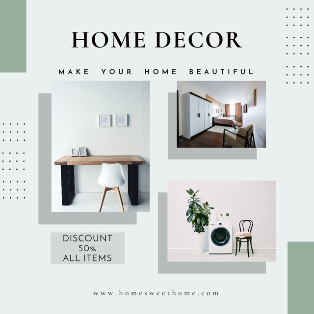 Home Decor Accessories Discount Grey Instagram AD Design Template