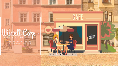 Platilla de diseño Cafe Invitation with Women Drinking Coffee Full HD video
