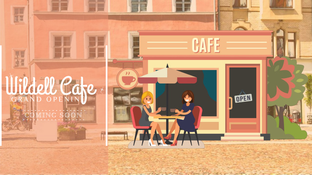 Cafe Invitation with Women Drinking Coffee Full HD video Modelo de Design