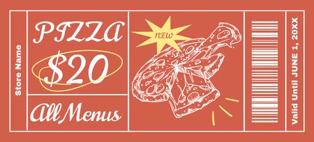 Alennuskuponki kaikille Pizzeria-menuille Coupon 3.75x8.25in Design Template