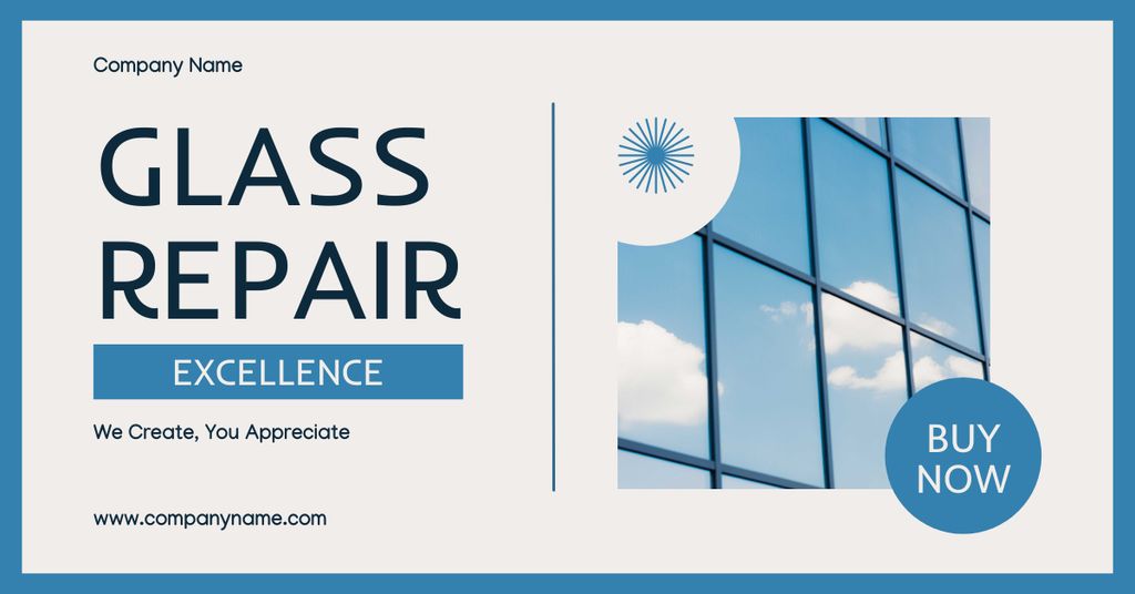Reliable Window Glass Repair Service Offer Facebook AD Modelo de Design